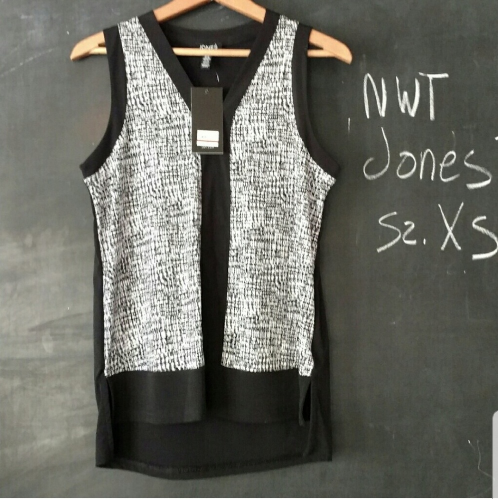 NWT Jones New York Sleeveless Top Tank XS Black White